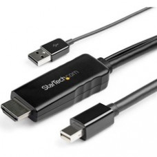 StarTech.com 10 ft. (3 m) HDMI to DisplayPort Cable - 4K 30Hz - USB-powered - Active HDMI to DisplayPort Cable (HD2DPMM10) - This 4K HDMI to DisplayPort cable with USB power lets you connect an HDMI video source such as your laptop desktop Blu-ray&tr