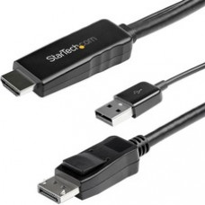 StarTech.com 2m (6ft) HDMI to DisplayPort Cable 4K 30Hz - Active HDMI 1.4 to DP 1.2 Adapter Cable with Audio - USB Powered Video Converter - HDMI 1.4 to DisplayPort 1.2 active adapter cable with 4K 30Hz video/HDCP 1.4/Audio - Converter cable minimize