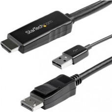 StarTech.com 3 m (9.8 ft.) HDMI to DisplayPort Cable - 4K 30Hz - USB-powered - Active HDMI to DisplayPort Cable (HD2DPMM10) - This 4K HDMI to DisplayPort cable with USB power lets you connect an HDMI video source such as your laptop desktop Blu-ray&t