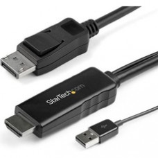 StarTech.com 6ft (2m) HDMI to DisplayPort Cable 4K 30Hz - Active HDMI 1.4 to DP 1.2 Adapter Cable with Audio - USB Powered Video Converter - HDMI 1.4 to DisplayPort 1.2 active adapter cable with 4K 30Hz video/HDCP 1.4/Audio - Converter cable minimize
