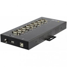 StarTech.com USB to RS232/RS485/RS422 8 Port Serial Hub Adapter - Industrial Metal USB 2.0 to DB9 Serial Converter - Din Rail Mountable - Industrial 8 port serial hub 15kV Level 4 ESD - IP30 rating Metal USB to serial adapter converter w/ each DB9 port se