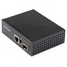 StarTech.com PoE+ Industrial Fiber to Ethernet Media Converter 60W - SFP to RJ45 - SM/MM Fiber to Gigabit Copper IP-30 - Fiber to Ethernet media converter extends networks & converts fiber to copper - PSE source for 60W power to IEEE 802.3af (PoE) & IEEE 