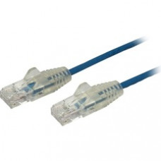 StarTech.com 1 ft CAT6 Cable - Slim CAT6 Patch Cord - Blue - Snagless RJ45 Connectors - Gigabit Ethernet Cable - 28 AWG - LSZH (N6PAT1BLS) - Slim CAT6 cable is 36% thinner than a standard CAT 6 network cable - Patch cable is tested to comply with Category