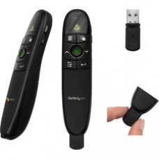 StarTech.com Wireless Presentation Remote with Red Laser Pointer - 90 ft. - PowerPoint Presentation Clicker for Mac & Windows (PRESREMOTE) - Wireless presentation clicker has wireless range of up to 90 ft. - Laser pointer lets you present from anywhere - 