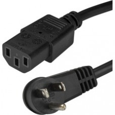 StarTech.com 15 ft Power Cord - Right-Angle NEMA 5-15P to C13 - Computer Power Cord - C13 Power Cord - Right Angle Power Cord - Connect your computer / monitor / printer to a wall outlet without blocking other outlets - Rated to carry 125V at 10A - 18 AWG