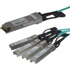 StarTech.com Cisco QSFP-4X10G-AOC10M Compatible QSFP+ Active Optical Breakout Cable - 15 m (49 ft) - 40 Gbps to 4 x 10Gbps - AOC Fiber Breakout Cable - Fiber Optic for Network Device, Server, Switch - 5 GB/s - 49.21 ft - 1 Pack - 1 x QSFP+ Male Network - 
