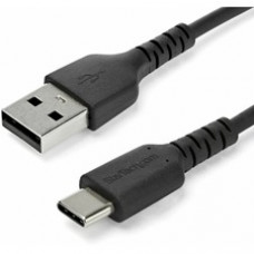 StarTech.com 1m USB A to USB C Charging Cable - Durable Fast Charge & Sync USB 2.0 to USB Type C Data Cord - Aramid Fiber M/M 3A Black - USB A to USB C charging cable w/ aramid fiber sheltering the heavy duty cord from stress of bends & pulls - High