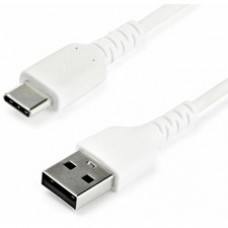 StarTech.com 1m USB A to USB C Charging Cable - Durable Fast Charge & Sync USB 2.0 to USB Type C Data Cord - Aramid Fiber M/M 3A White - USB A to USB C charging cable w/ aramid fiber sheltering the heavy duty cord from stress of bends & pulls - High