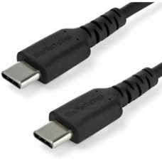 StarTech.com 1m USB C Charging Cable - Durable Fast Charge & Sync USB 2.0 Type C to C Charger Cord - TPE Jacket Aramid Fiber M/M 60W Black - Aramid fiber shelters durable USB C to USB C charger cable from stress of bends and pulls - Supports up to 3A