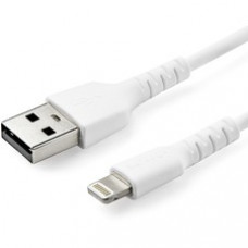 StarTech.com 3 foot/1m Durable White USB-A to Lightning Cable, Rugged Heavy Duty Charging/Sync Cable for Apple iPhone/iPad MFi Certified - Aramid fiber shelters heavy duty lightning cable from stress of bends/twists - White durable strong rugged USB-
