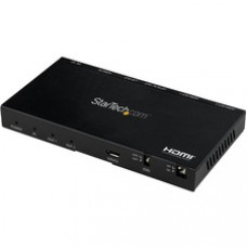StarTech.com 2-Port HDMI Splitter (1x2), 4K 60Hz UHD HDMI 2.0 Audio Video Splitter w/ Scaler and Audio Extractor, EDID Copy, TV/Projector - 2-Port HDMI splitter - Split UHD 4K 60Hz HDMI video signal + 7.1ch audio; HDR; HDCP 2.2 to 1.4 conversion - Bu