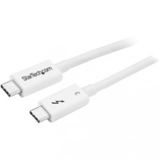 StarTech.com Thunderbolt 3 Cable - 0.5m / 1 ft - White - 4K 60Hz - 40Gbps - Passive - Thunderbolt Cable - USB Type C Charger - Provide 4x times the data transfer speed of any other cable type & enable dual 4K 60Hz video - Power your devices - Thunderbolt 