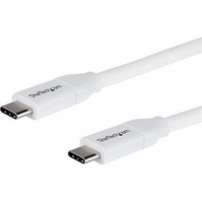 StarTech.com 2m 6 ft USB C to USB C Cable w/ 5A PD - M/M - White - USB 2.0 - USB-IF Certified - USB Type C Cable - USB C Charging Cable - USB C PD Cable - 6.56 ft Thunderbolt 3 Data Transfer Cable for Notebook, MacBook Pro, MacBook, Chromebook, Power Bank