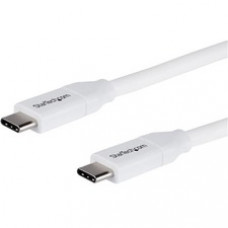 StarTech.com 4m 13 ft USB C to USB C Cable w/ 5A PD - M/M - White - USB 2.0 - USB-IF Certified - USB Type C Cable - USB C Charging Cable - USB C PD Cable - 13.12 ft USB Data Transfer Cable for Notebook, MacBook, MacBook Pro, Chromebook, Wall Charger,