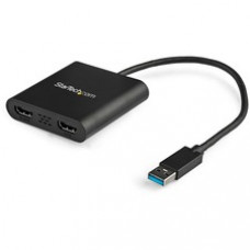 StarTech.com USB 3.0 to Dual HDMI Adapter, 1x 4K & 1x 1080p, External Graphics Card, USB Type-A Dual Monitor Display Adapter, Windows Only - USB 3.0 to dual HDMI adapter supports 1x 4K 30Hz (UHD) + 1x 1080p - 4K port supports ultrawide displays - Extend y