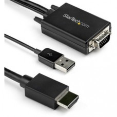 StarTech.com 10ft VGA to HDMI Converter Cable with USB Audio Support - 1080p Analog to Digital Video Adapter Cable - Male VGA to Male HDMI - VGA to HDMI converter cable to connect any VGA device to any HDMI display - Integrated analog to digital vide