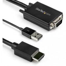 StarTech.com 6ft VGA to HDMI Converter Cable with USB Audio Support - 1080p Analog to Digital Video Adapter Cable - Male VGA to Male HDMI - VGA to HDMI converter cable to connect any VGA device to any HDMI display - Integrated analog to digital video