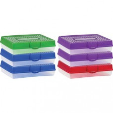 Storex Carrying Case Pencil - Assorted Bright - Impact Resistance - Plastic Body - Translucent - 2.9