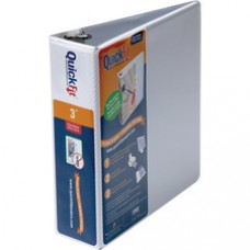 QuickFit D-Ring View Binders - 3 Binder Capacity - D-Ring Fastener(s) - 2 Internal Pocket(s) - White - Recycled - 1 Each
