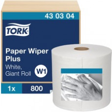 Tork Paper Wiper Plus - 1 Ply - 800 Sheets/Roll - 12.25