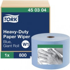 Tork Heavy-Duty Paper Wiper - 1 Ply - 800 Sheets/Roll - Blue - Fiber - Heavy Duty, Absorbent, Durable, Strong, Easy Tear, Textured - For Multipurpose - 1 / Carton