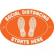 Tabbies STARTS HERE Footprints Circle Floor Decals - 6 / Carton - Social Distancing Starts Here Print/Message - 18