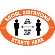 Tabbies STAY APART BeSafe Messaging Floor Decal - 6 / Carton - Social Distancing Starts Here Print/Message - 18