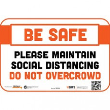 Tabbies MAINTAIN SOCIAL DISTANCING Wall Decal - 9 / Carton - Please Maintain Social Distancing. Do Not Overcrowd Print/Message - 9