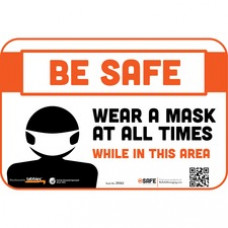 Tabbies BE SAFE WEAR A MASK AREA Wall Decal - 9 / Carton - Wear a Mask At All Times Print/Message - 9