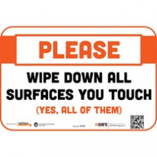 Tabbies PLEASE WIPE DOWN SURFACES Wall Decal - 9 / Carton - Please Wipe Down All Surfaces You Touch Print/Message - 9