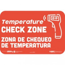 Tabbies Temperature CHECK ZONE Wall Decal - 9 / Carton - Temperature CHECK ZONE/Zona De Chequeo Print/Message - 9