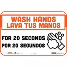 Tabbies WASH HANDS FOR 20 SECONDS Wall Decals - 9 / Carton - Wash Hands For 20 Seconds/Lava Tus Manos Por 20 Segundos Print/Message - 9