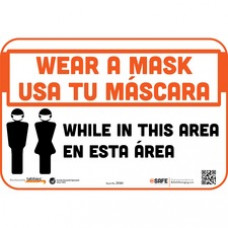 Tabbies WEAR A MASK WHILE IN THIS AREA Wall Decal - 9 / Carton - Please Wear a Mask While in This Area/Usa Tu Macara En Esta Area Print/Message - 9