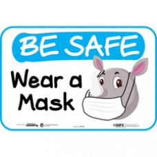 Tabbies WEAR A MASK Rhino Wall Safety Decal - 9 / Carton - Wear A Mask Print/Message - 9