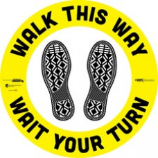 Tabbies WALK THIS WAY WAIT Circle Floor Decal - 36 / Carton - Walk This Way, Wait Your Turn Print/Message - 12