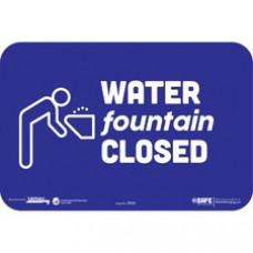 Tabbies WATER Fountain CLOSED Wall Safety Decal - 9 / Carton - WATER fountain CLOSED Print/Message - 9