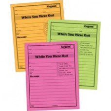 Adams Neon While You Were Out Message Pads - 50 Sheet(s) - Gummed - 4" x 5" Sheet Size - Assorted Sheet(s) - 6 / Pack