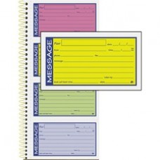 Adams 2-Part Carbonless Phone Message Books - 200 Sheet(s) - Spiral Bound - 2 Part - Carbonless Copy - 5.25" x 11" Form Size - Assorted Sheet(s) - 1 Each