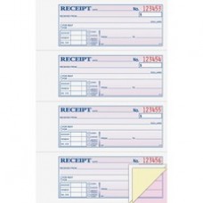 Adams Tapebound 3-part Money Receipt Book - 100 Sheet(s) - Tape Bound - 3 Part - Carbonless Copy - 2.75" x 7.62" Form Size - Assorted Sheet(s) - 1 Each