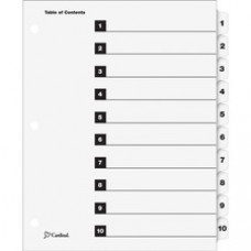 Cardinal OneStep Numbered Index System - 10 x Divider(s) - Printed Tab(s) - Digit - 1-10 - 10 Tab(s)/Set - 9