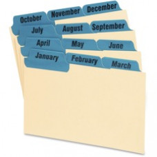 Oxford Laminated Tab Index Card Guides - 12 x Divider(s) - Printed Tab(s) - Month - January-December - 5