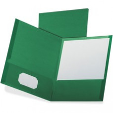 Oxford Linen Twin Pocket Portfolio - Letter - 8 1/2" x 11" Sheet Size - 100 Sheet Capacity - 2 Pocket(s) - Dark Green - Recycled - 25 / Box