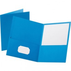 Oxford Twin Pocket Letter-size Folders - Letter - 8 1/2" x 11" Sheet Size - 100 Sheet Capacity - 2 Internal Pocket(s) - Leatherette Paper - Light Blue - Recycled - 25 / Box