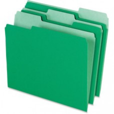 Pendaflex Two-tone Color File Folders - Letter - 8 1/2" x 11" Sheet Size - 1/3 Tab Cut - Assorted Position Tab Location - 11 pt. Folder Thickness - Green - Recycled - 100 / Box