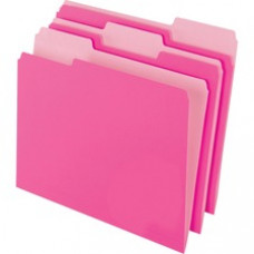 Pendaflex 1/3-cut 2-tone File Folders - Letter - 8 1/2" x 11" Sheet Size - 1/3 Tab Cut - Assorted Position Tab Location - 11 pt. Folder Thickness - Pink - Recycled - 100 / Box