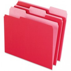 Pendaflex Two-tone Color File Folders - Letter - 8 1/2" x 11" Sheet Size - 1/3 Tab Cut - Assorted Position Tab Location - 11 pt. Folder Thickness - Red - Recycled - 100 / Box