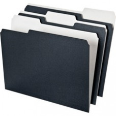 Pendaflex Earthwise 2-tone 1/3 Cut File Folders - 1/3 Tab Cut - Assorted Position Tab Location - 11 pt. Folder Thickness - Black, White - Recycled - 50 / Pack
