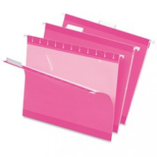 Pendaflex Pink Reinforced Hanging File Folders - Letter - 8 1/2" x 11" Sheet Size - 1/5 Tab Cut - Pink - Recycled - 25 / Box