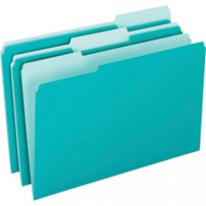 Pendaflex 1/3-cut Tab Color-coded Interior Folders - Letter - 8 1/2" x 11" Sheet Size - 1/3 Tab Cut - Assorted Position Tab Location - Aqua - Recycled - 100 / Box