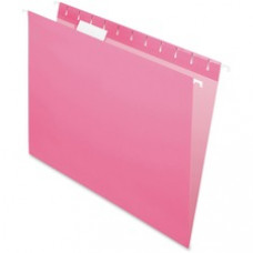 Pendaflex Essentials Pink Hanging Folder - Letter - 8 1/2" x 11" Sheet Size - 1/5 Tab Cut - Pink - Recycled - 25 / Box